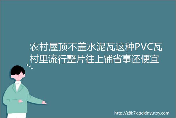 农村屋顶不盖水泥瓦这种PVC瓦村里流行整片往上铺省事还便宜